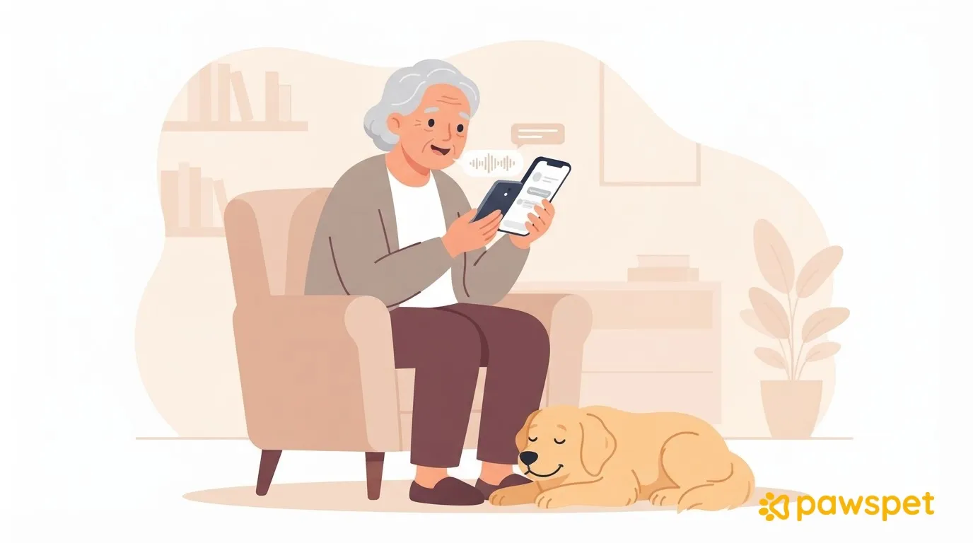 PawsPet Copilot con voz: guía para quienes tienen dificultades para escribir en el teléfono